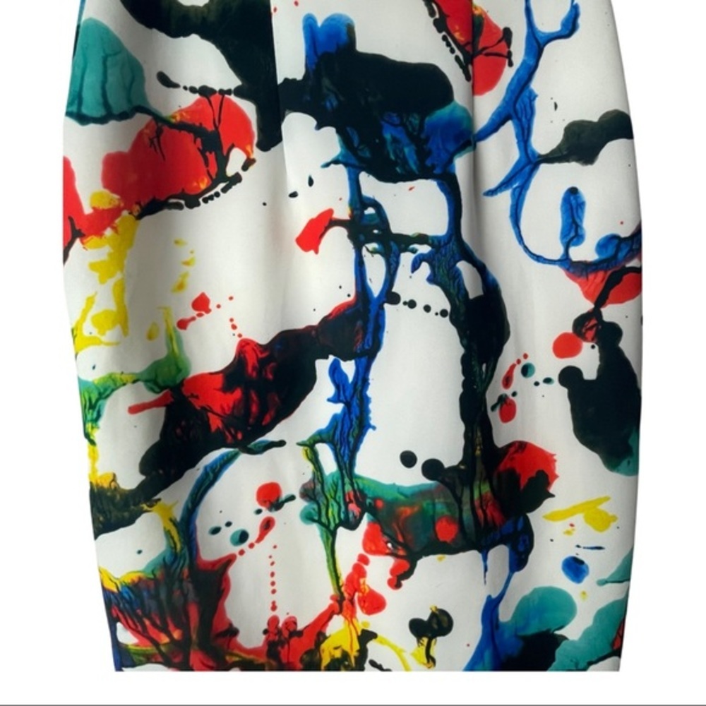 Milly Paint Splatter Expressionist Cut-out Bustier Neoprene Mini Dress - Picture 5 of 5